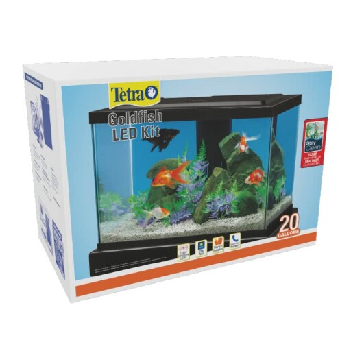 Tetra Goldfish LED Kit setup showcasing the tank and LED lighting.