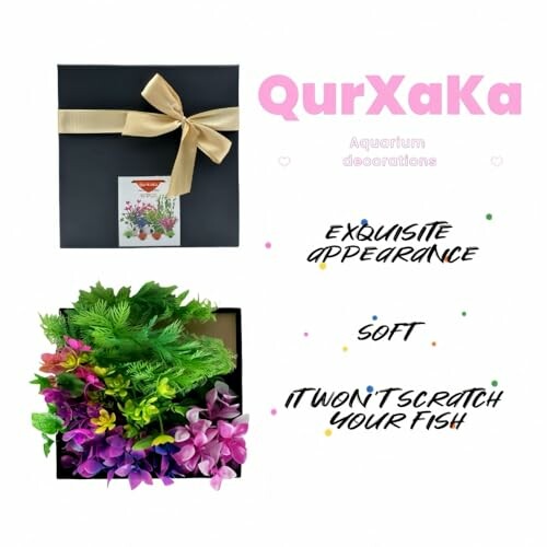 Aquarium decoration set with plants and gift box.