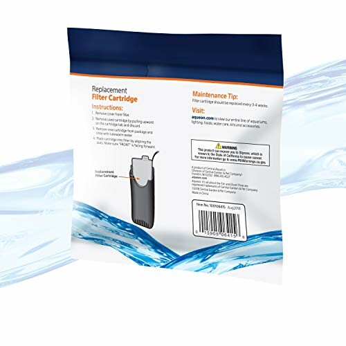 Aquarium replacement filter cartridge package with instructions.