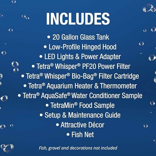 List of items included in aquarium kit