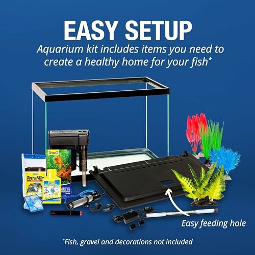 Aquarium kit with items for fish home setup