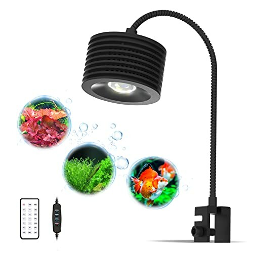 Aquarium LED light with remote control and flexible neck.