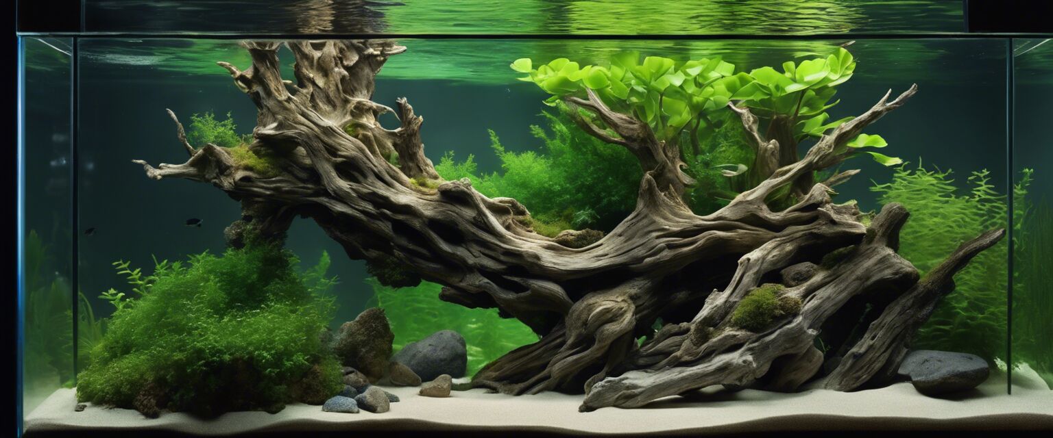 Hardscape elements in an aquascape.