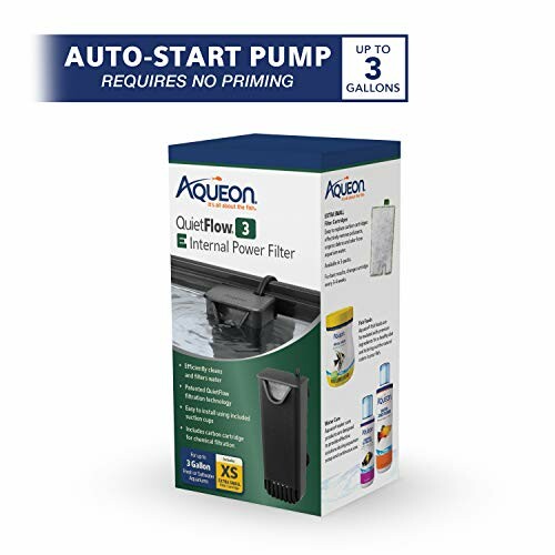 Aqueon QuietFlow 3 internal power filter packaging with auto-start pump feature.