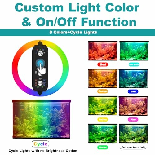 Aquarium lights with custom color and on/off function options.