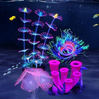 4 Pieces Glowing Fish Tank Decorations