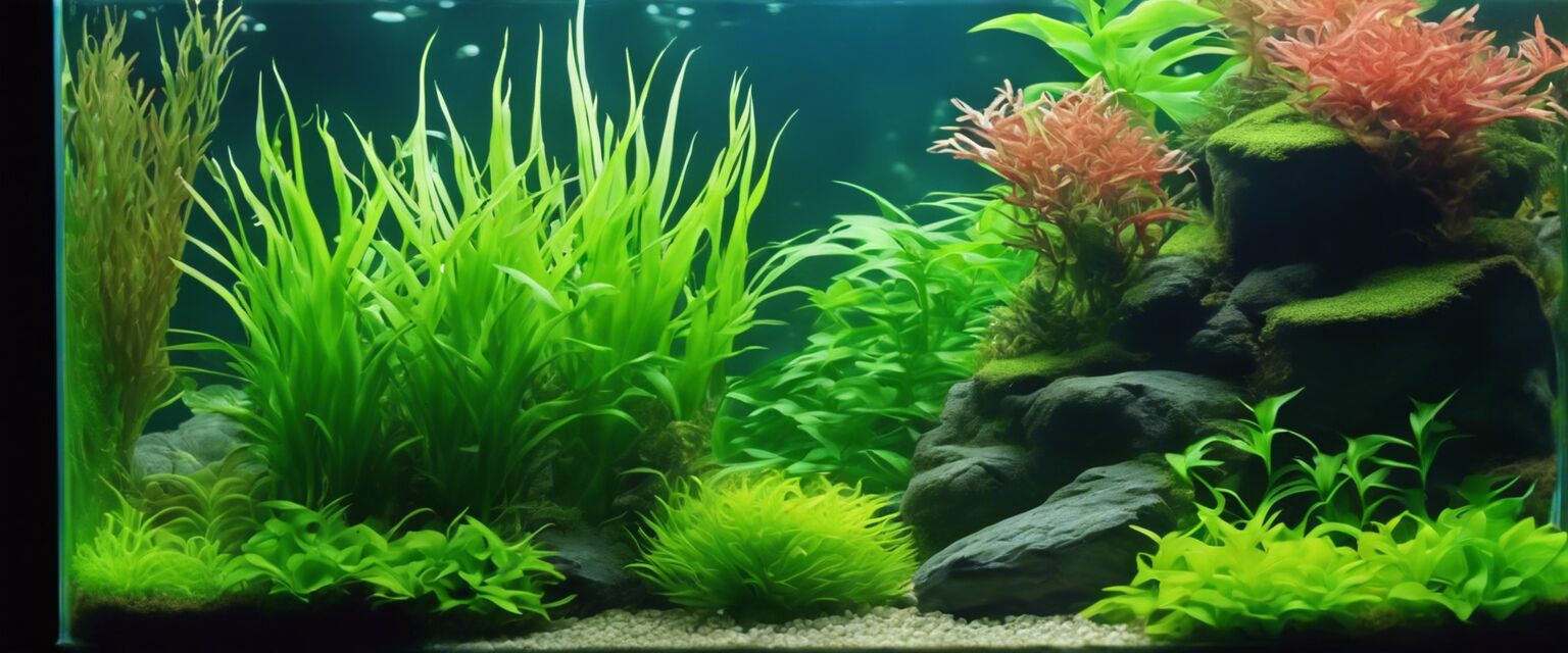 Healthy aquatic plants in aquarium