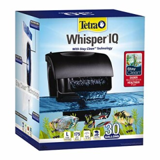 Tetra Whisper IQ aquarium filter box for 30 gallons, featuring Stay Clean technology.